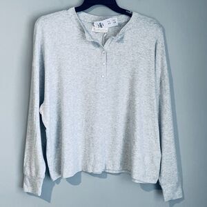 NEW Abercrombie & Fitch SOFT A&F Henley Cozy Long Sleeve Women M Heathered Gray